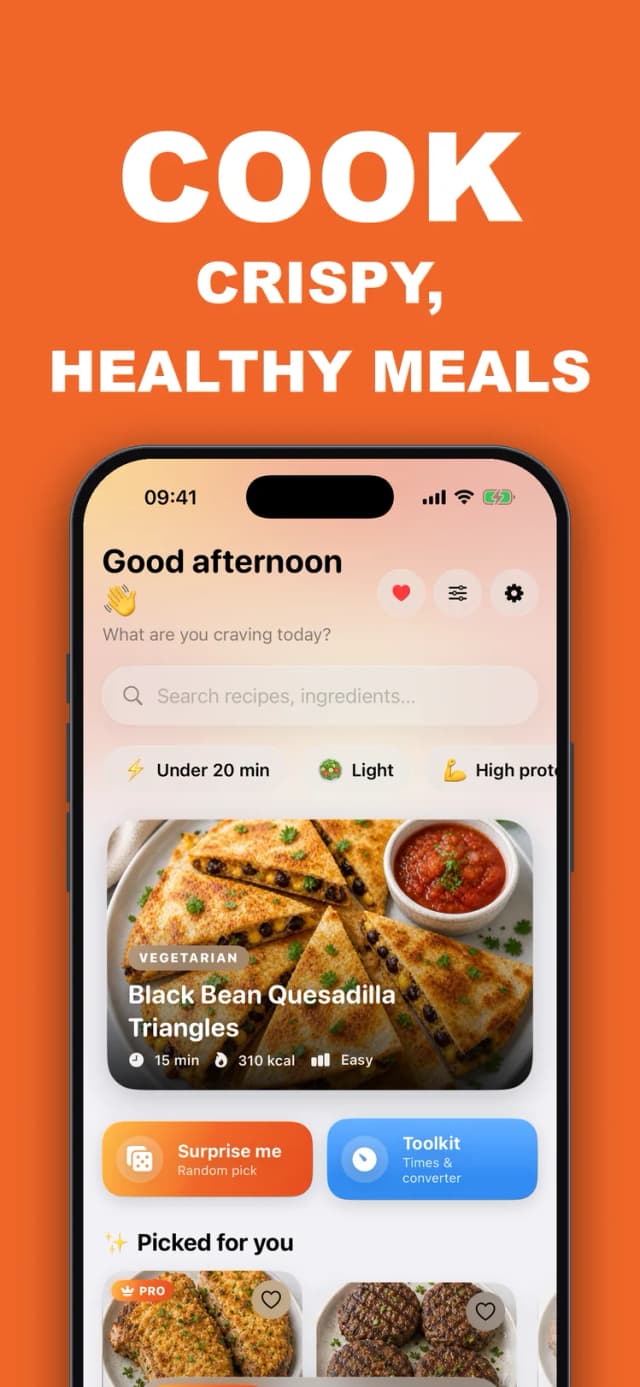 AirFryer Chef app – air fryer recipe with cooking time and temperature
