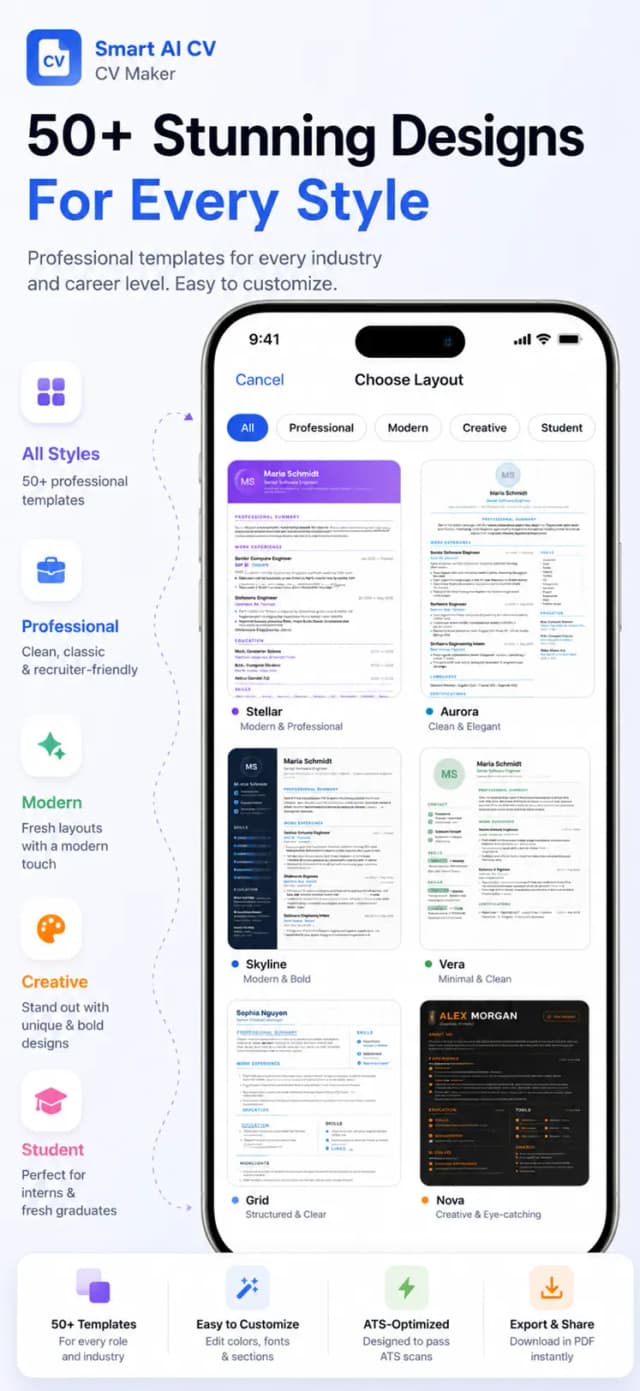 CV Maker – clean ATS-friendly resume layouts