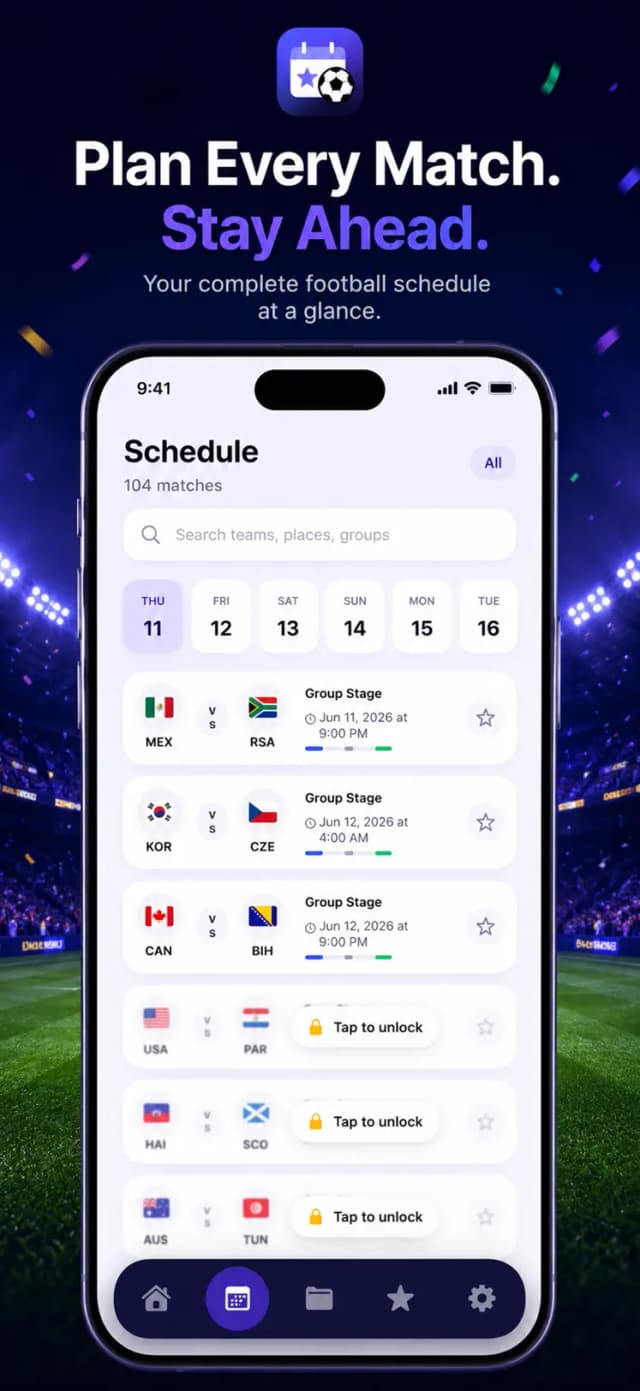 World Cup 2026 schedule app – full fixture list in your local time zone