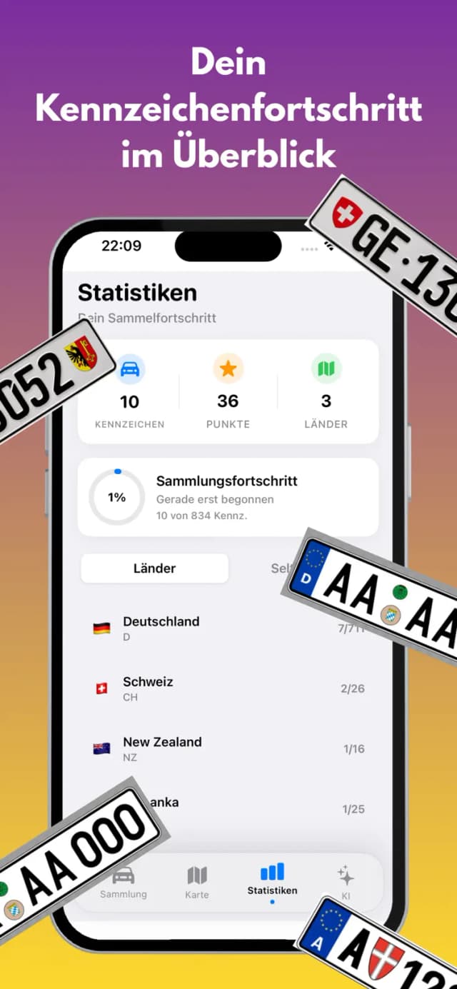 Kennzeichen App – Sammlung und Statistiken