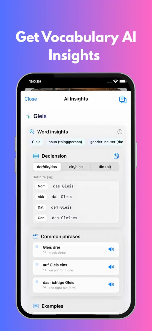 Lesen Lab – tap-to-translate a German word into English instantly