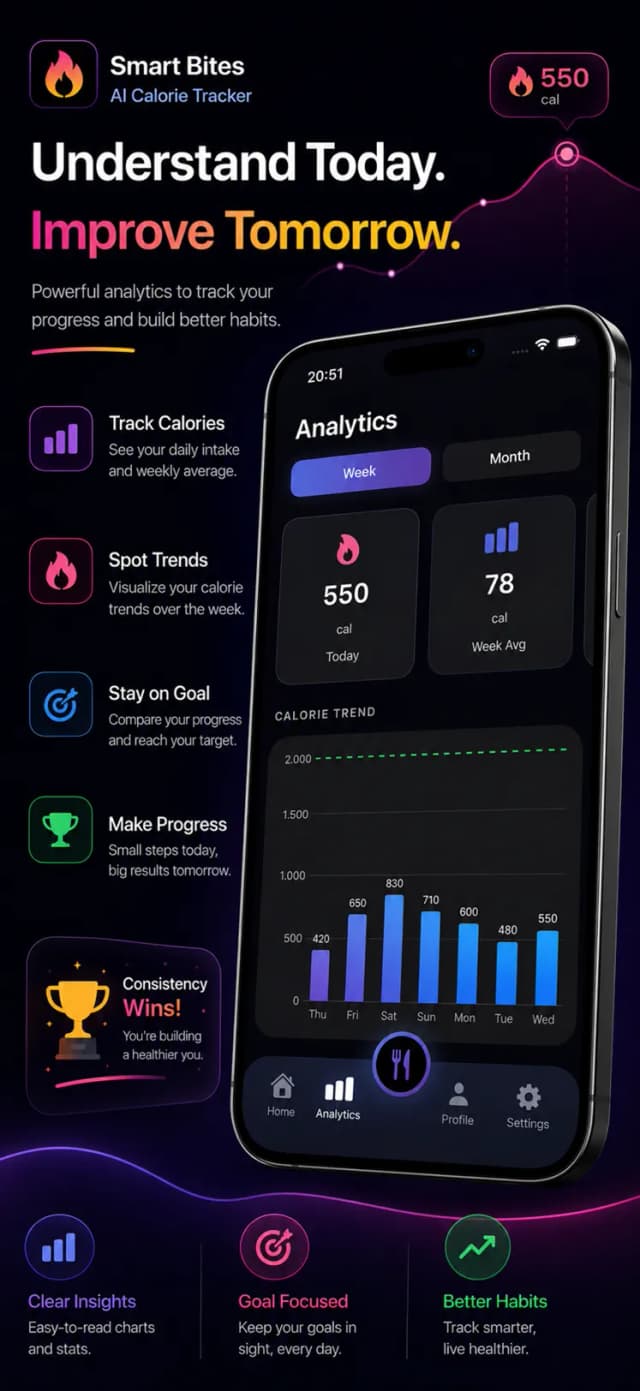 MacroMora calorie tracker – daily overview and progress charts