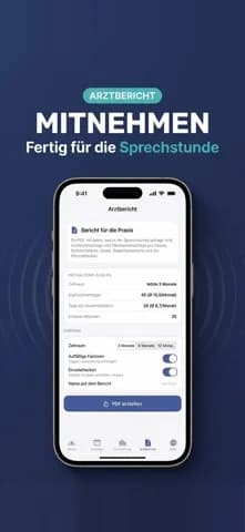 Arztbericht als PDF mit Kopfschmerztagen und Medikamententagen