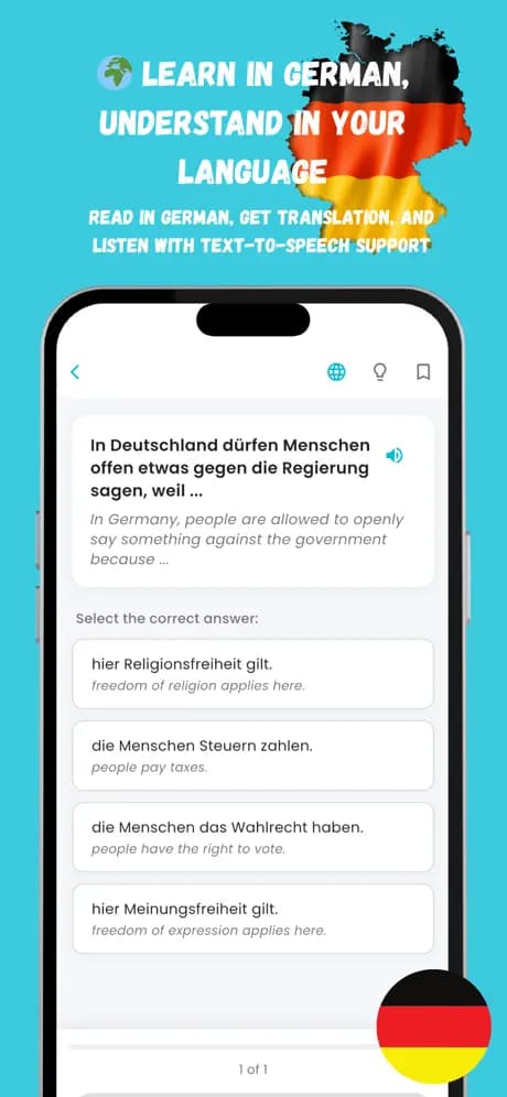 Einbürgerungstest App - State filter